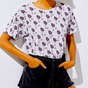 Anthropologie / Kendra Dandy Printed Flamingo Tee